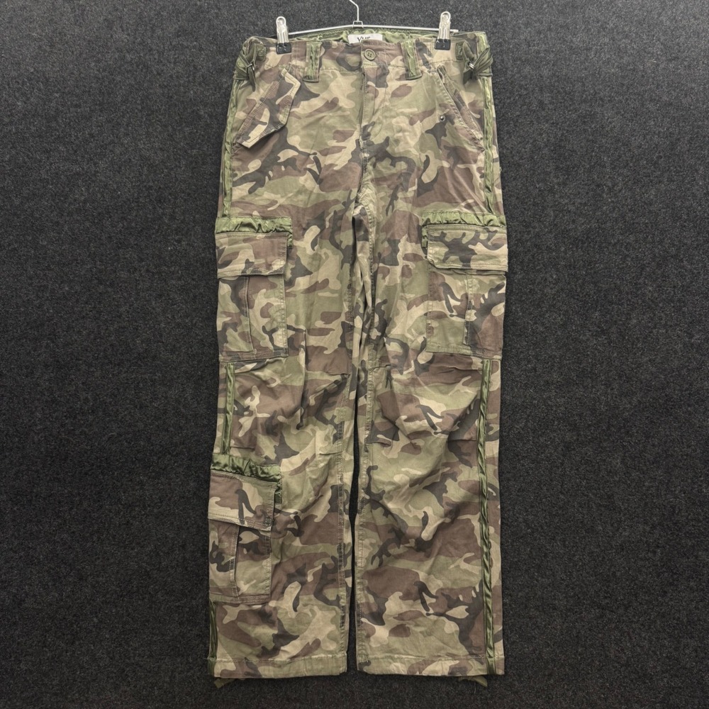 YMI Womens Y2K Camo Cargo Pants Green Woodland Camouflage Satin Trim 30